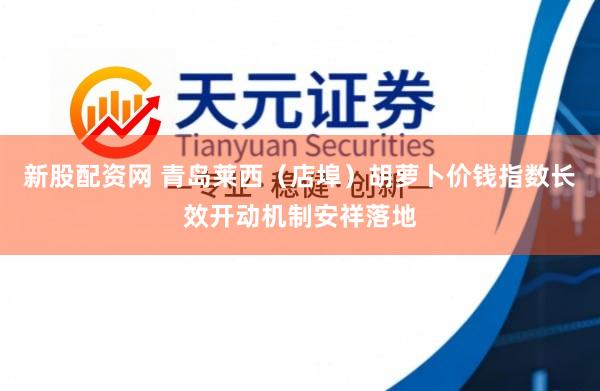 新股配资网 青岛莱西（店埠）胡萝卜价钱指数长效开动机制安祥落地